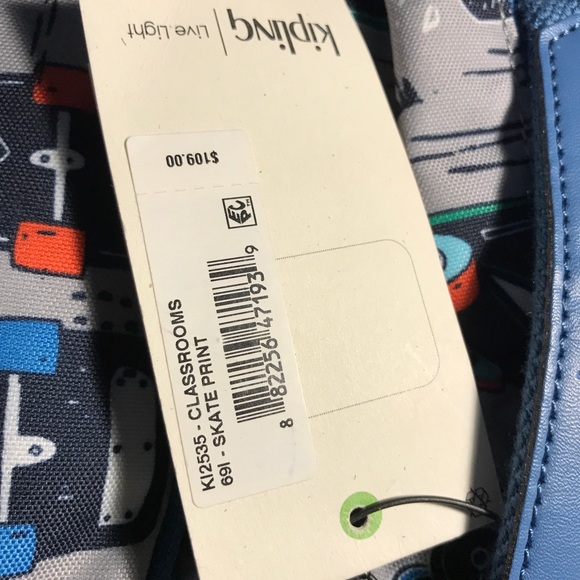 Kipling Class Room Small 13" Printed Laptop Backpack Skate Print - Picture 2 of 4